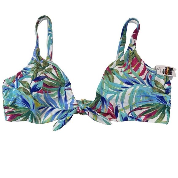 TIME & TRU Tropical Print Swimsuit Bikini Top Women 3X (24W-26W)‎ Adjustable NEW - Picture 10 of 15